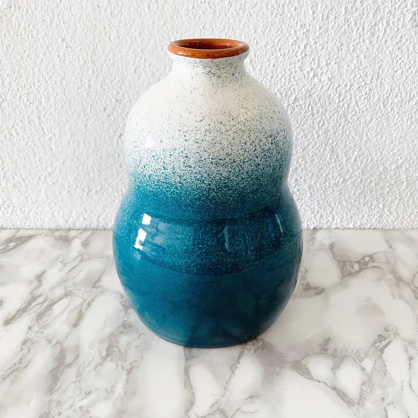 Large 'Gourd' Spray Vase in Teal