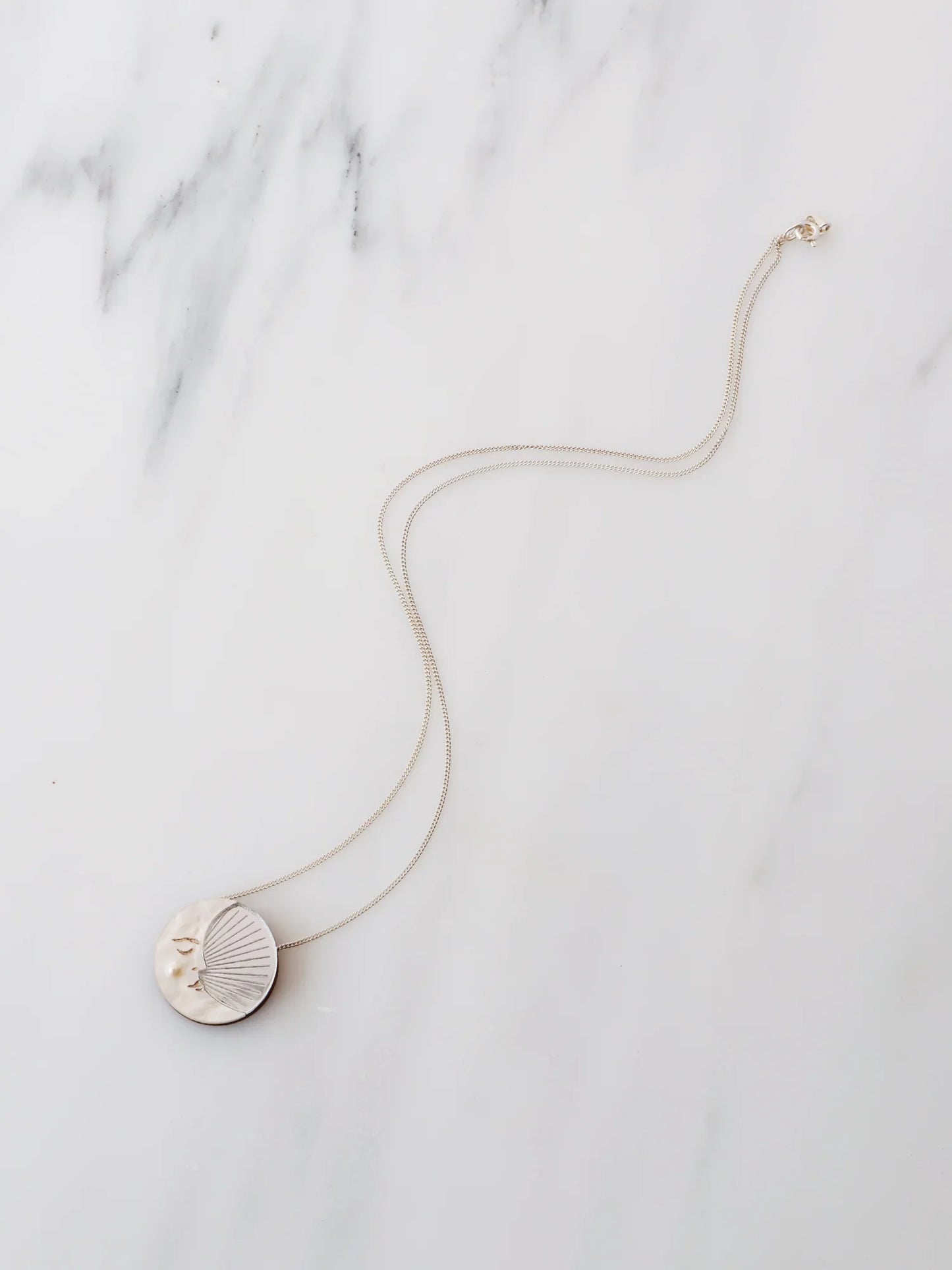 Silver Crescent Moon Necklace by wolf and moon in acrylic