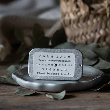 The Every Space pocket sized relaxing organic Calm Balm with Frankincense, bergamot, lavender to calm & balance, plus shea butter and beeswax to protect by Yellow Gorse