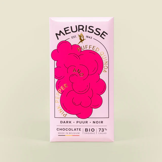 Dark chocolate with Puffed Quinoa & Pink Pepper