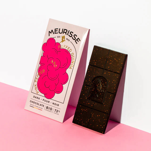 Dark chocolate with Puffed Quinoa & Pink Pepper