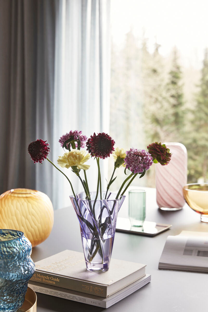 The Every Space handmade Bloom Vase in purple glass by Hübsch