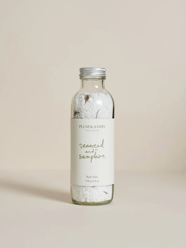 The Every Space Seaweed and Samphire Bath Salts enriched with mineral-rich natural salts by Plum & Ashby