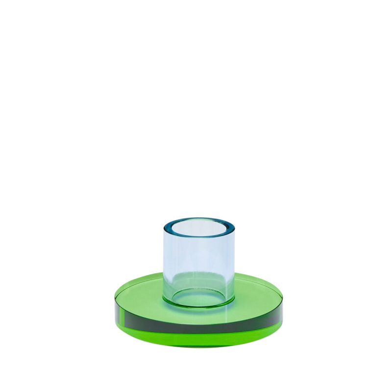 The Every Space small Astra candle holder in blue and green crystal glass by Hübsch