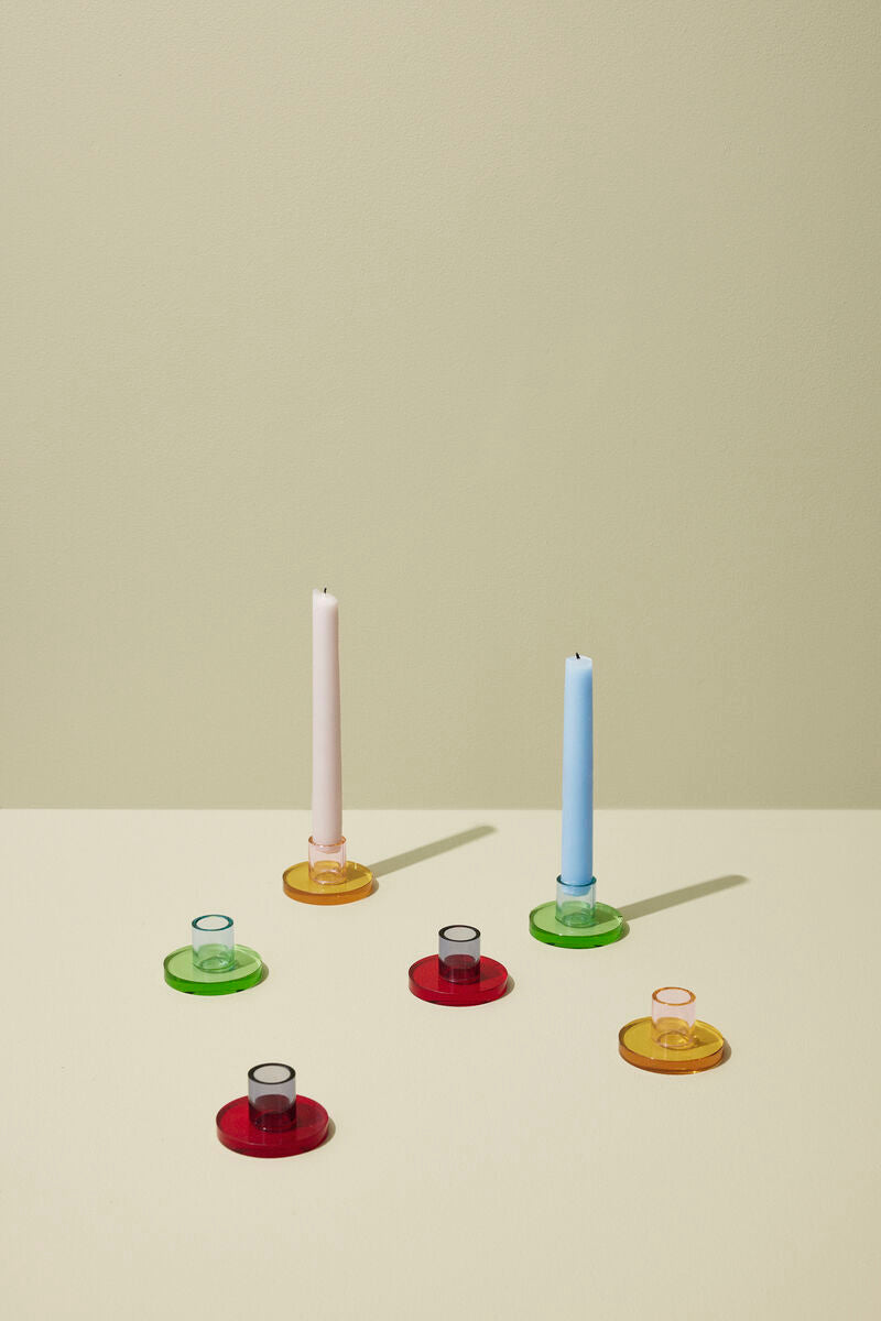 The Every Space small Astra candle holder in blue and green crystal glass by Hübsch