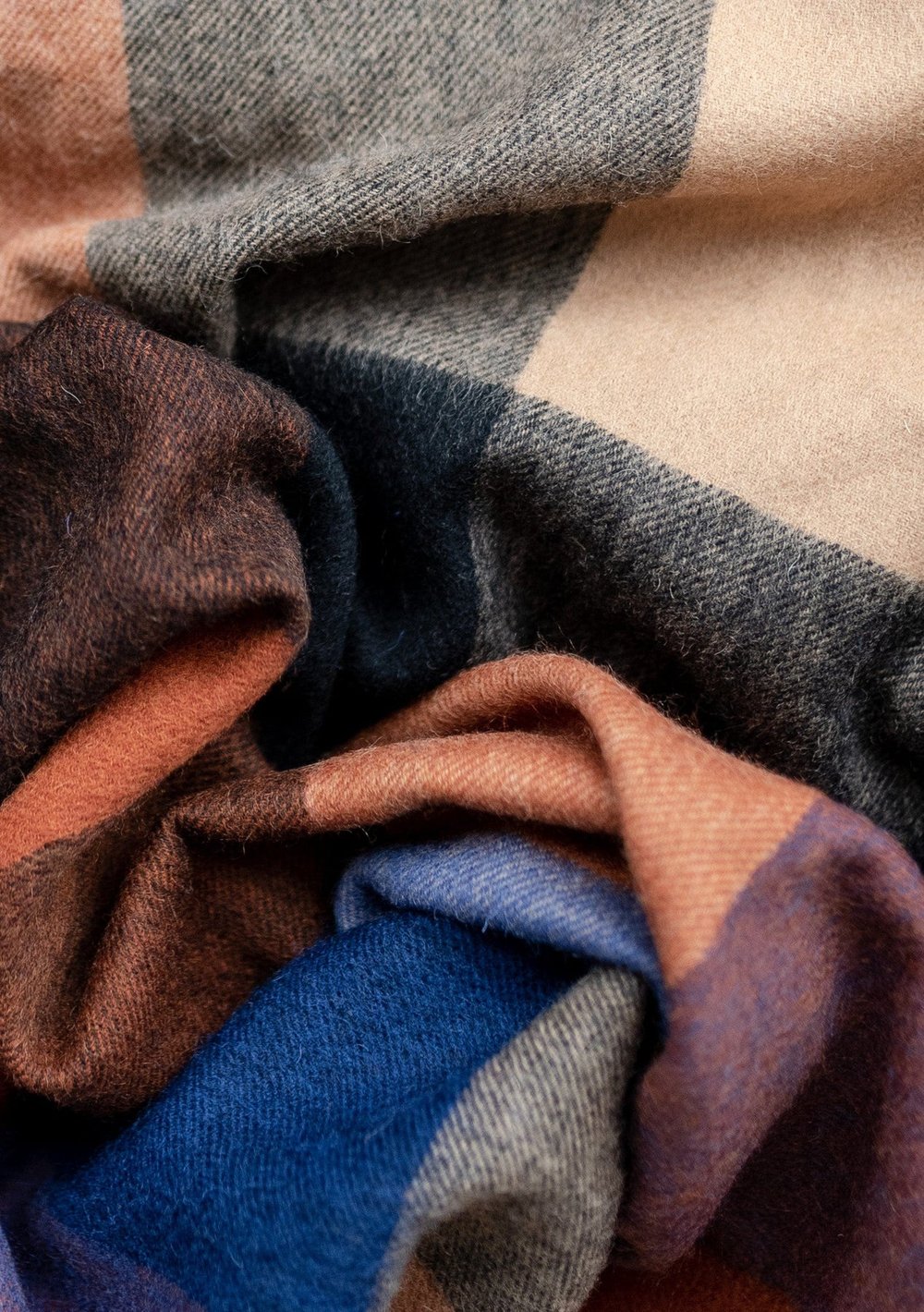 Lambswool Blanket in Cobolt Block Check