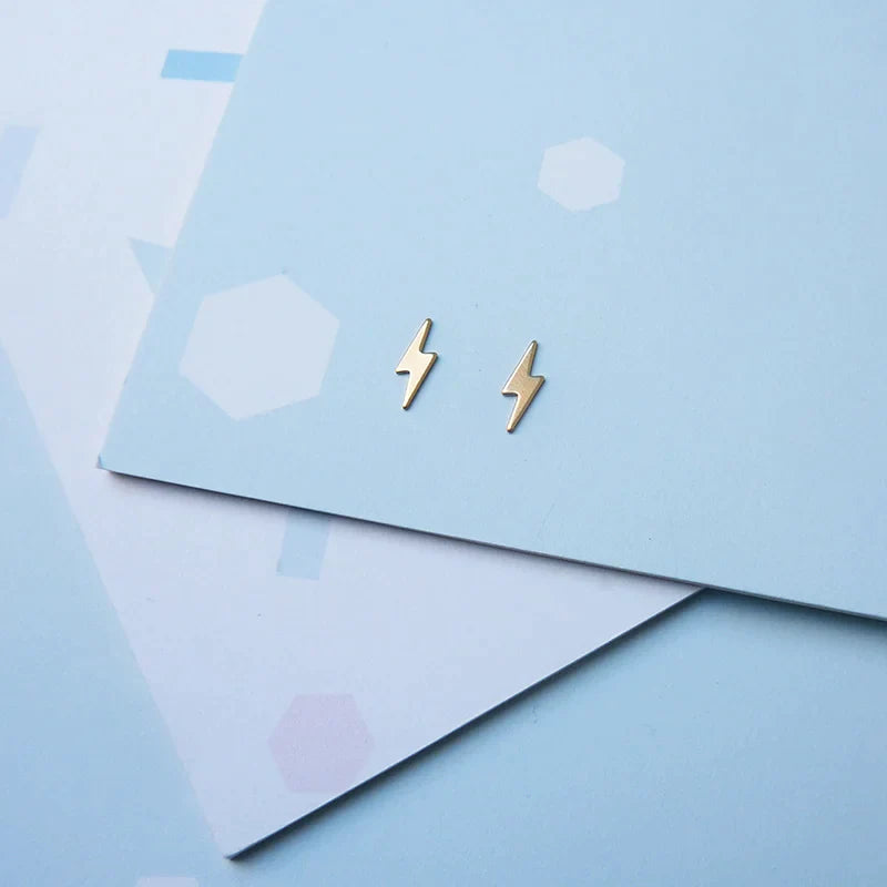 Tiny Lightning Stud Earrings