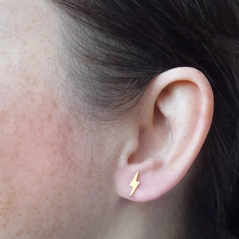 Tiny Lightning Stud Earrings