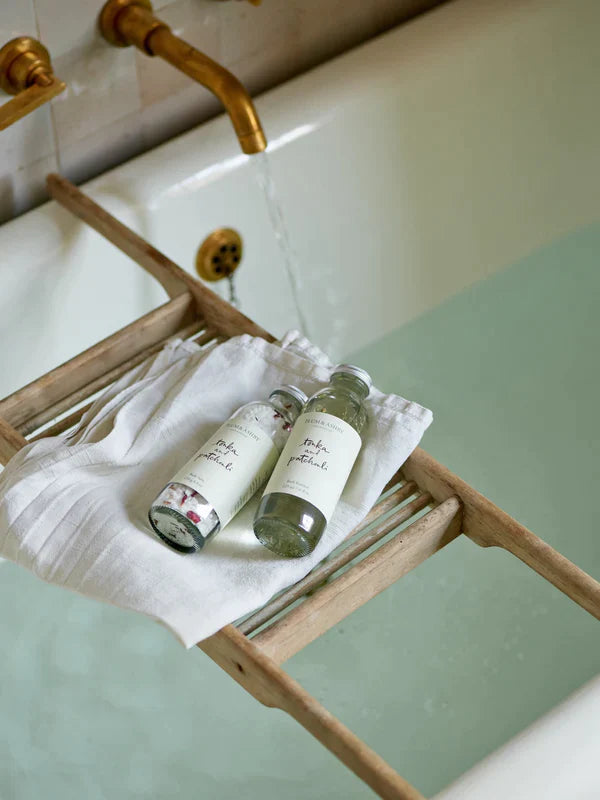 The Every Space Tonka and Patchouli Bath Salts enriched with mineral-rich natural salts by Plum & Ashby