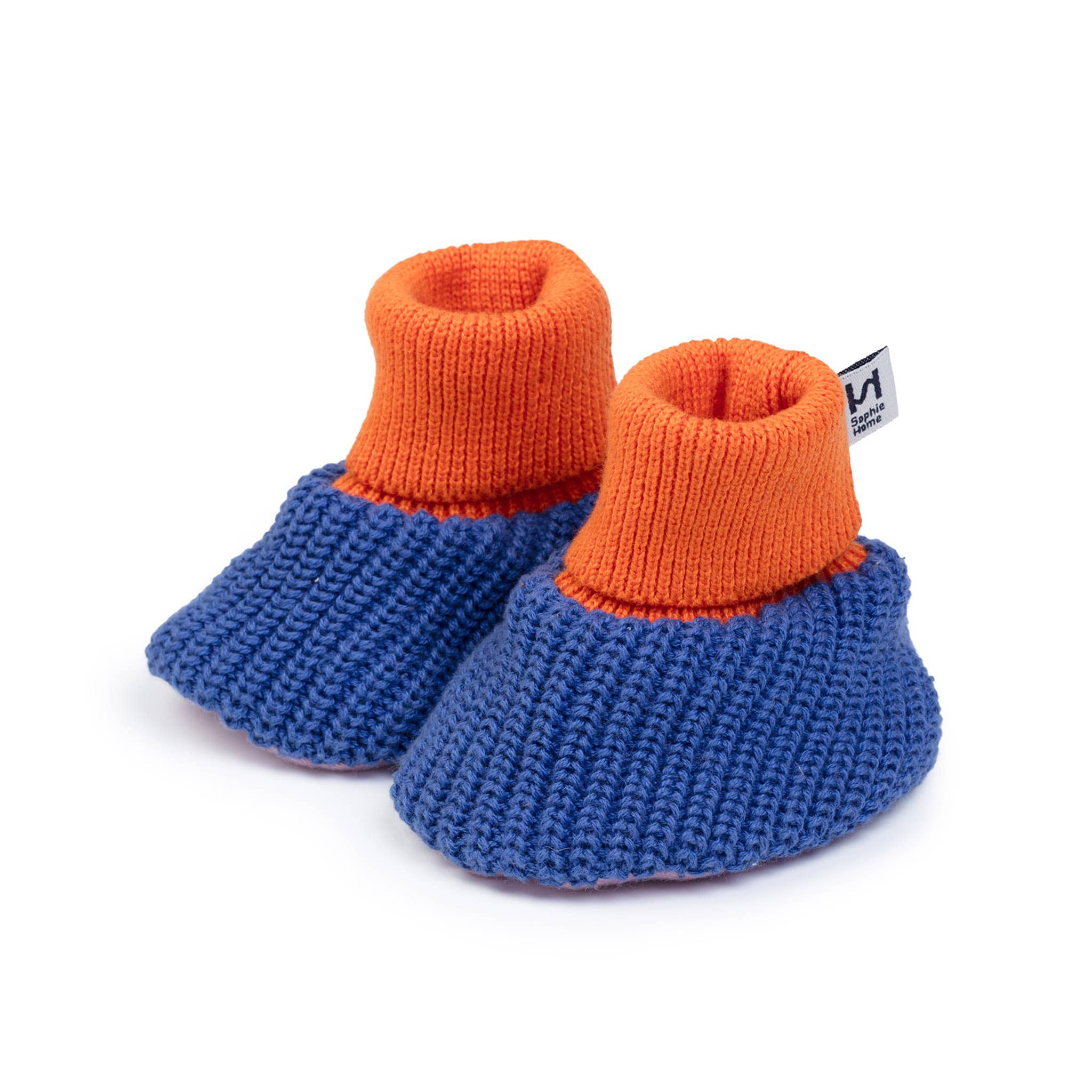 Cotton Knit Baby Slipper Socks: Choose Love Blue