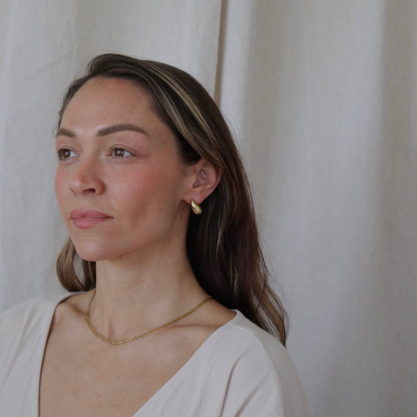 'Current' Small Waterproof Gold Drop Earrings