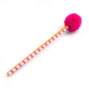 Pom Pom Pencil with pink raffia-style straw pom-pom , FSC-certified wood and graphite lead, by Papier UK