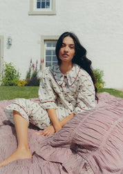 Cropped Cotton Pyjamas in Cream Gallop