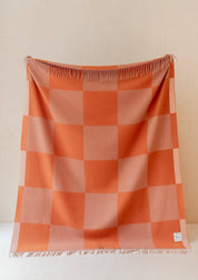 Cashmere & Merino Blanket in Apricot Checkerboard