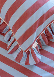 Pair of Cotton Pillowcases in Blue & Red Stripe