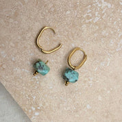 Everyday Oval Turquoise Hoops by Little Nell, further view