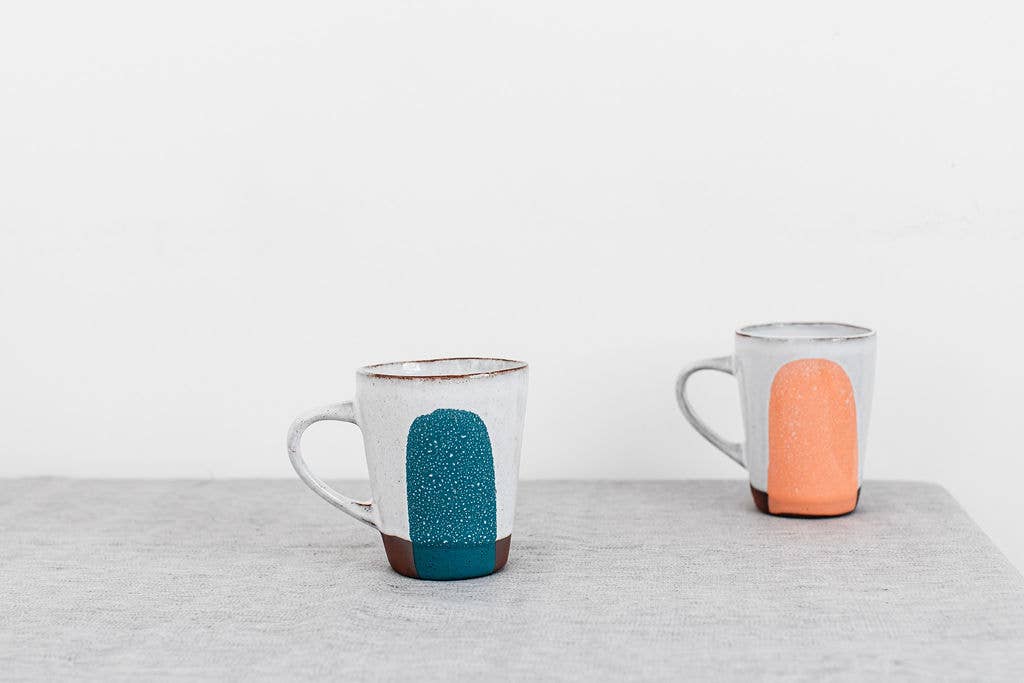 Handmade Contemporary Terracotta Cup Coloured Glaze Splash