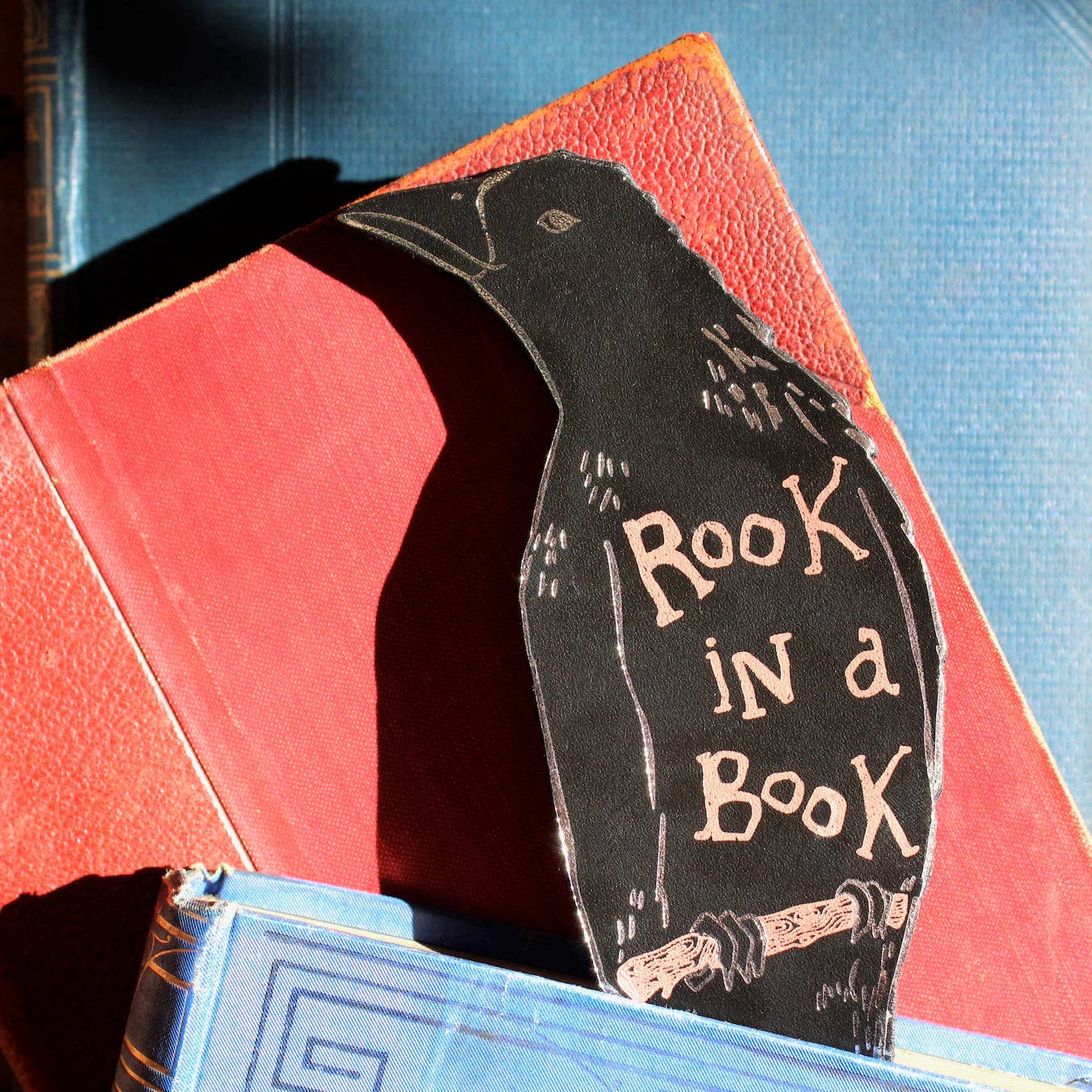 Rook in a Book Bookmark | Black Leather
