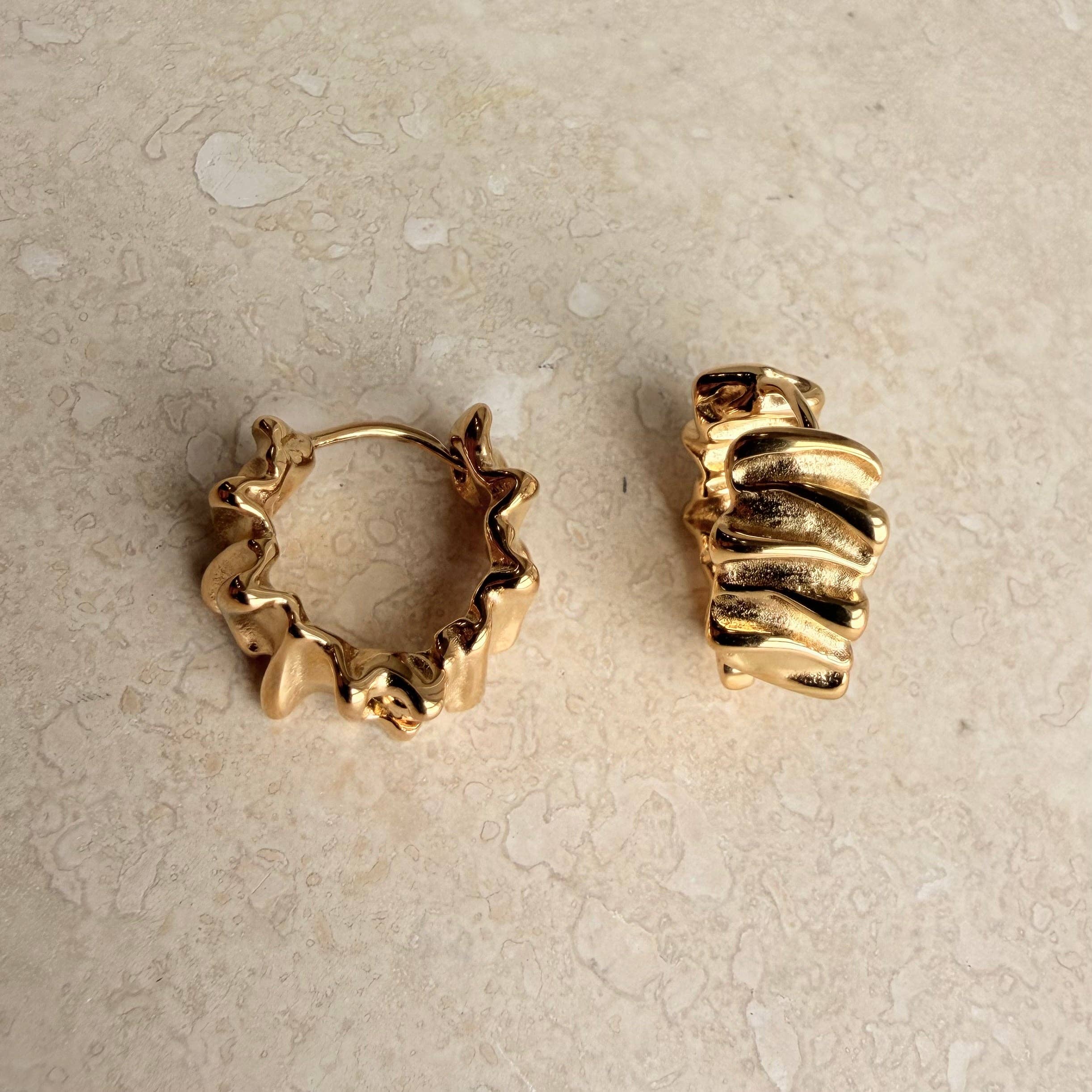 Everyday Gold Mini Scrunch Hoops by Little Nell, further view