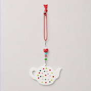 Handmade ceramic teapot hanging decoration, further view