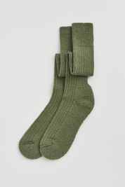Glen Green Wool Knee High Socks
