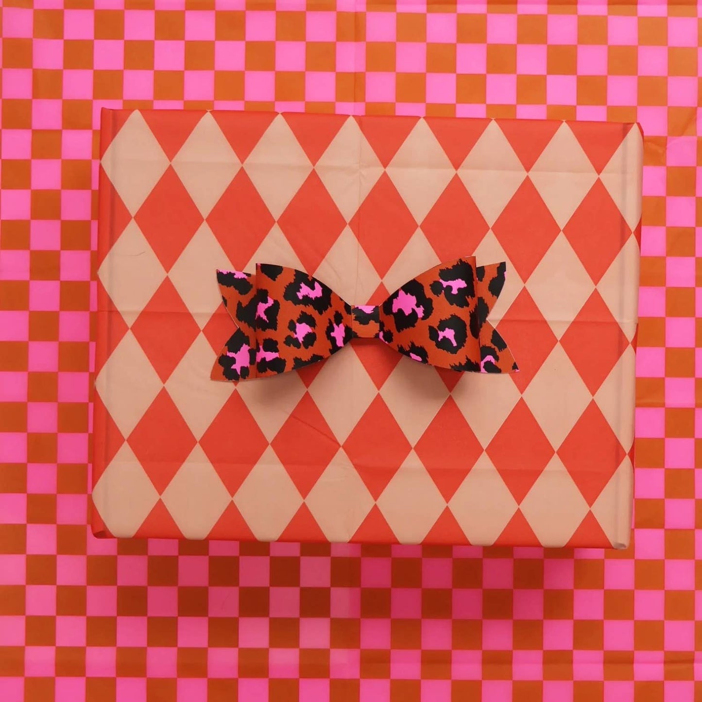 Luxury Tissue Paper | Diamond Stripe Fluoro Orange & Peach