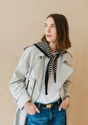 Merino Triangle Scarf | Black Stripe