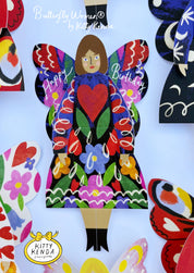 Butterfly Woman Sitting Happy birthday Greeting Card - Midnight Floral