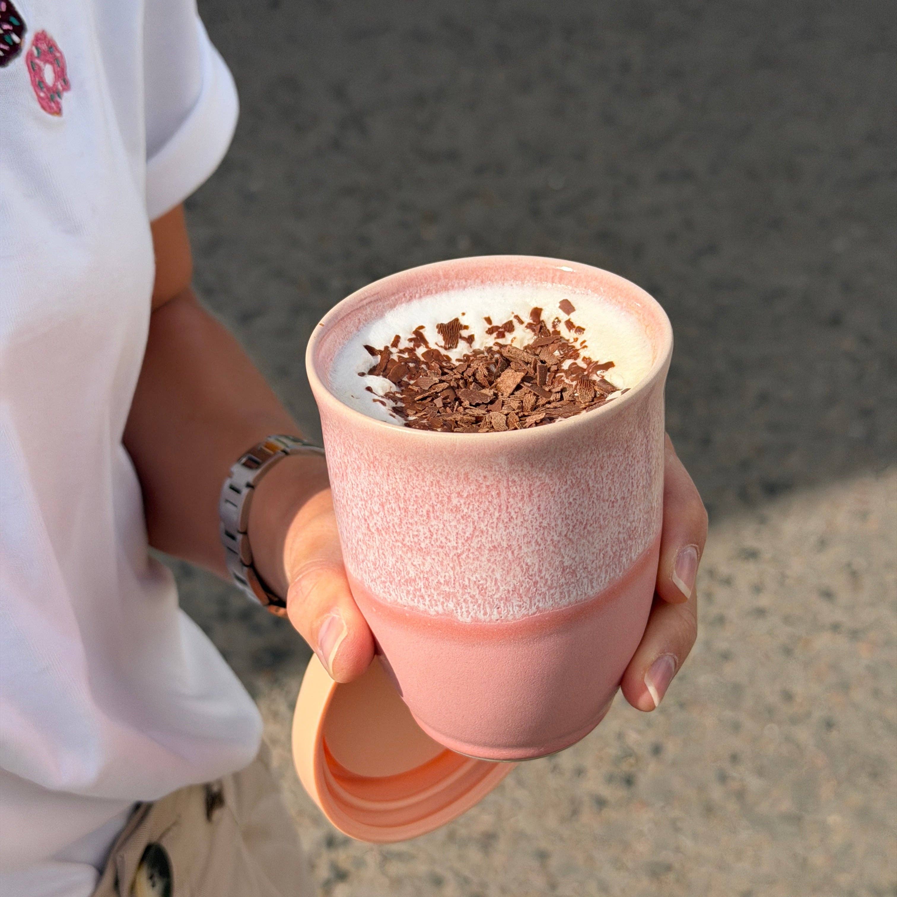 Reusable Ceramic Coffee Cup 8oz in Seville Terracotta