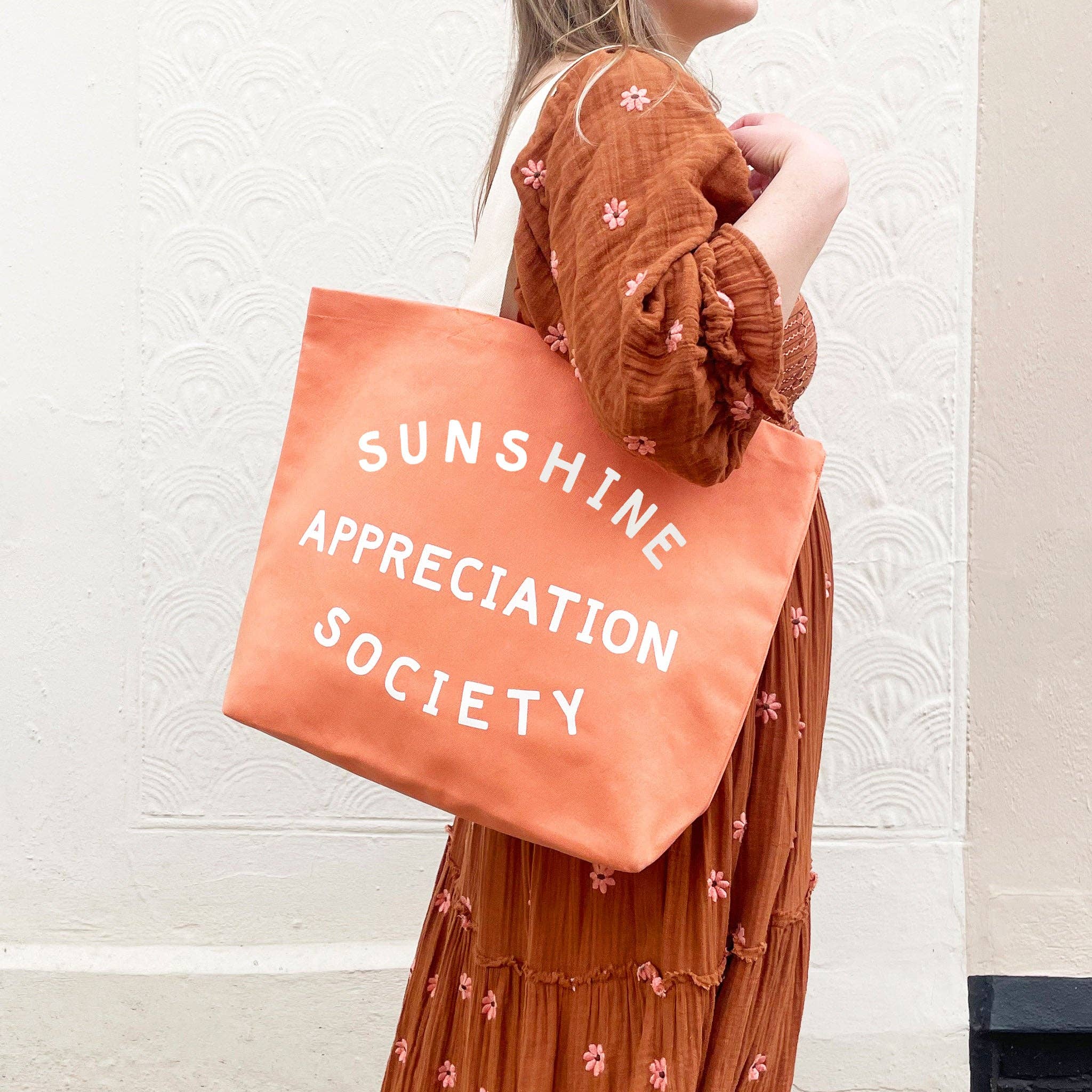 Sunshine Appreciation Society | Peach Canvas Tote Bag