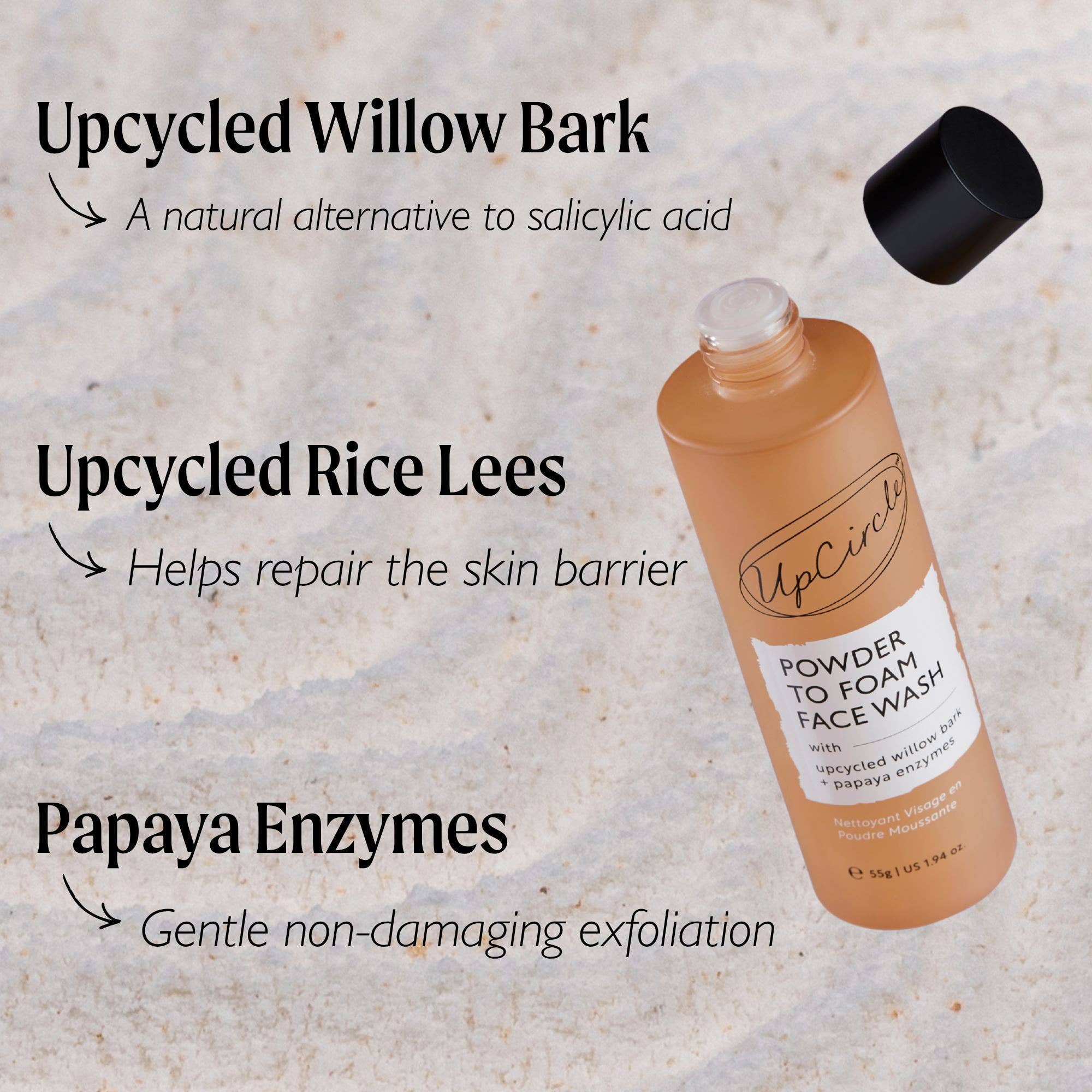 UpCircle Powder to Foam Face Wash | Willow Bark + Papaya Enzymes, 55g