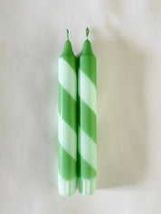 Candy Cane Stripe Hand Dipped Candles | Green & White