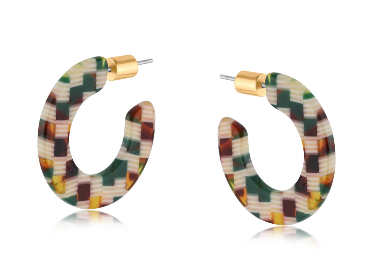 Handmade Resin Hoop Earrings | Blue