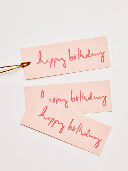 Gift Tags | Set of 8 Happy Birthday Pink