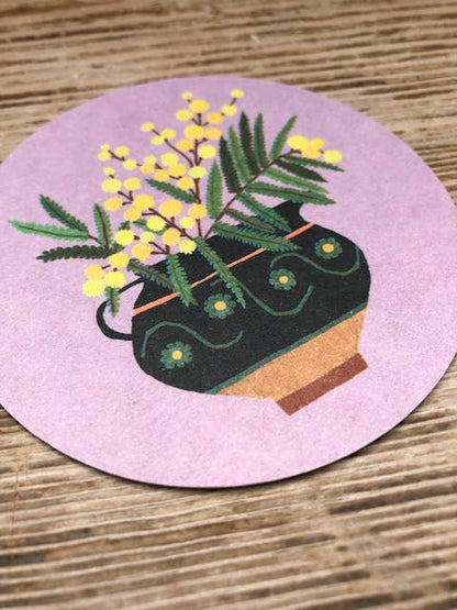Drinks Coasters With Reversible Designs-Pilea & Mimosa