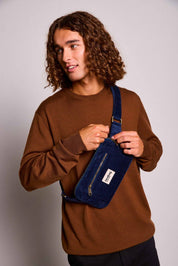 Harry Navy Velvet Fanny Pack