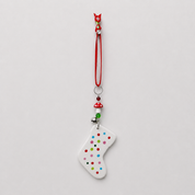 Handmade ceramic stocking Christmas decoration, further view