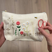 Stitch Your Flowers zip pouch embroidery kit, further view