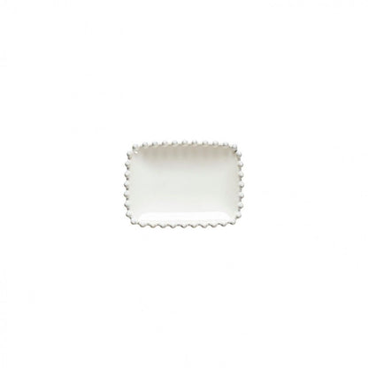 The Every Space white, fine stoneware soapdish with pearl style edging detail for your bath or wash hand basin, by Costa Nova