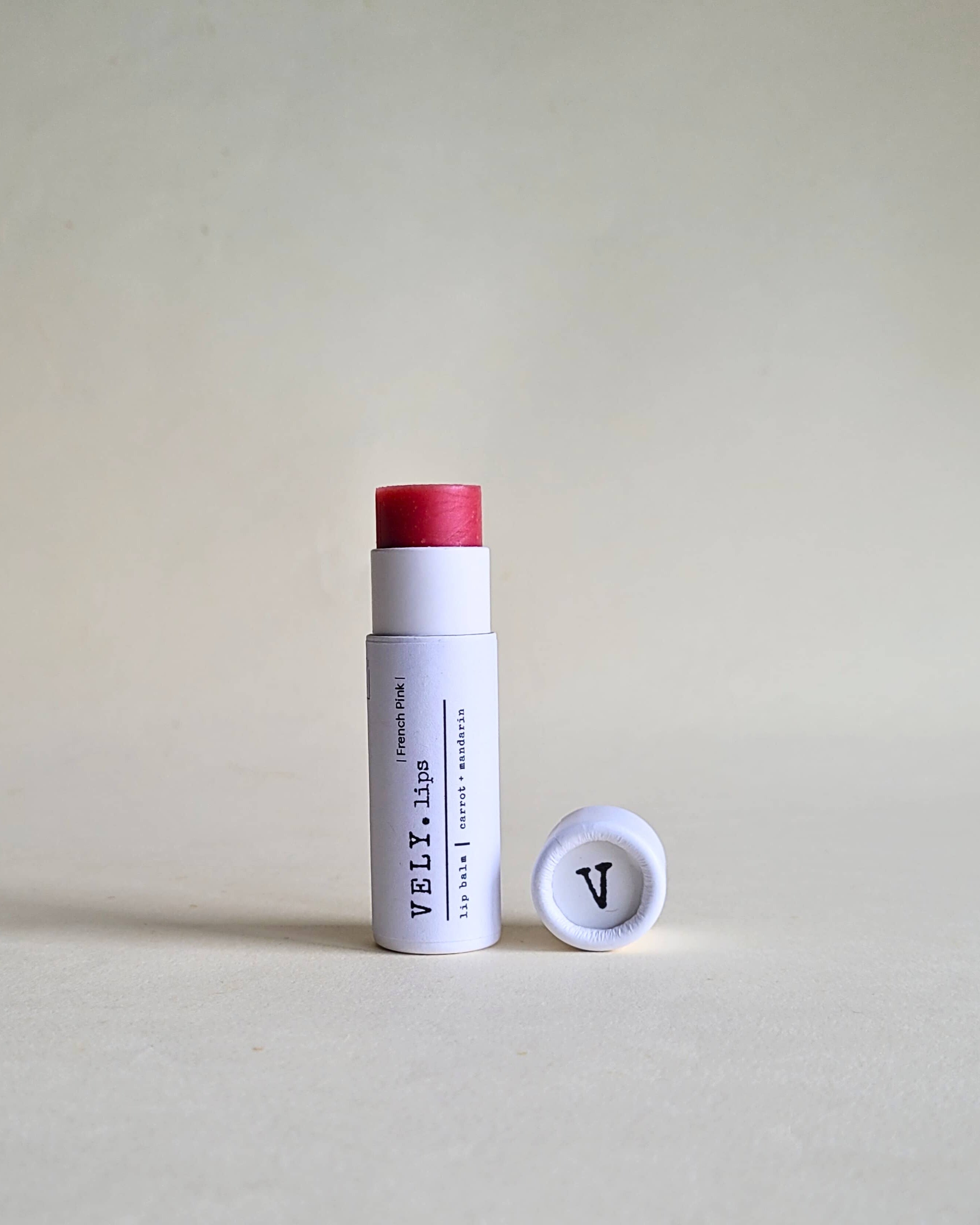 Natural Vegan Tinted Lip Balm "French Pink" With Carrot Oil