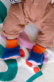 Cotton Knit Baby Slipper Socks: Choose Love Blue
