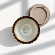 Ceramic flat white cup in Rome, further view