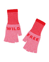 Fingerless Lambswool 'Wild Free' Gloves | Raspberry Pink & Red