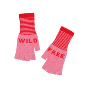 Fingerless Lambswool 'Wild Free' Gloves | Raspberry Pink & Red