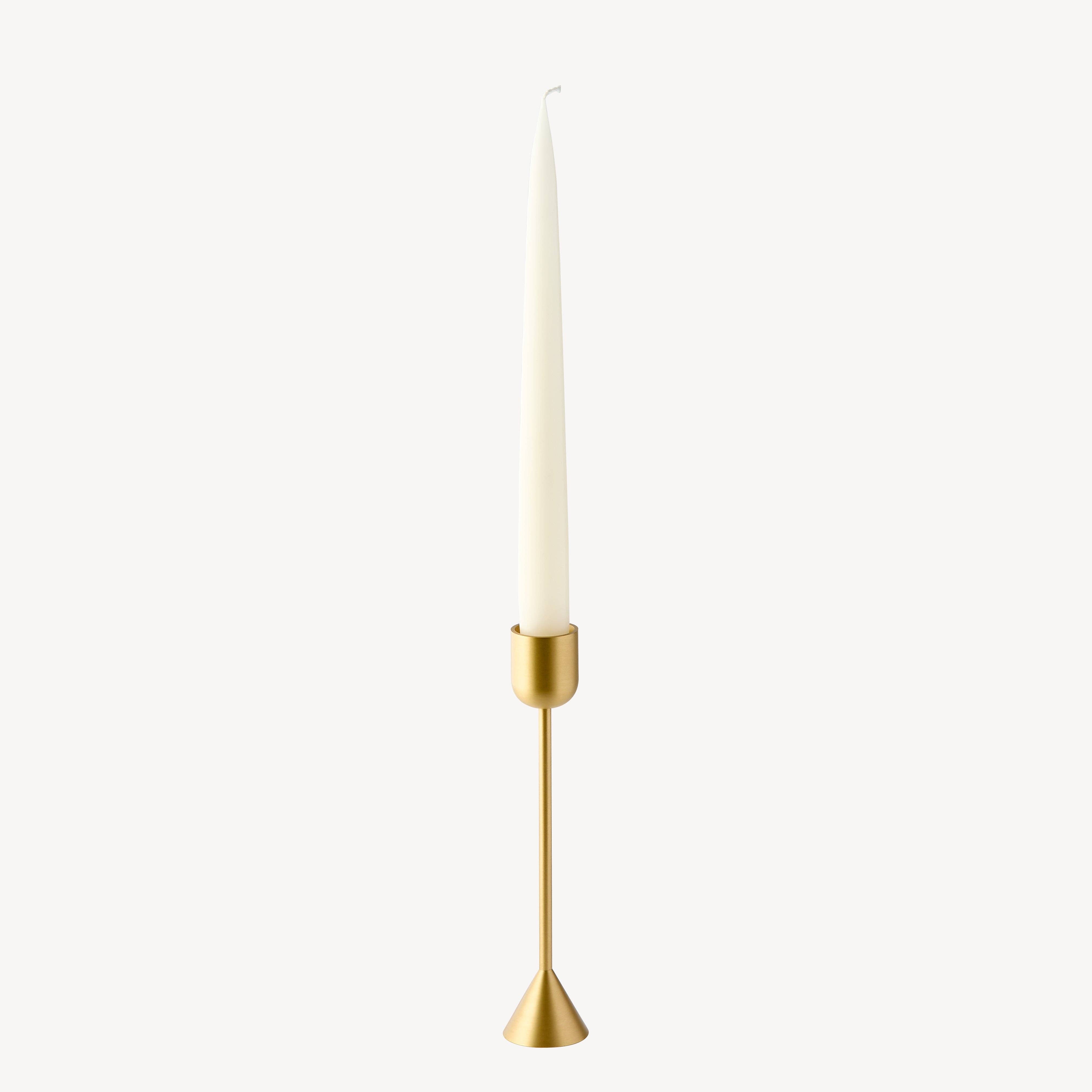 Reversible Totem Dinner Candle Holder | Small Satin Brass