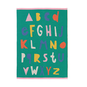 Cotton Knit Stroller/Pram Baby Blanket: ABC Green