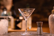A Pair of Crystal Martini Glasses with Fern Design