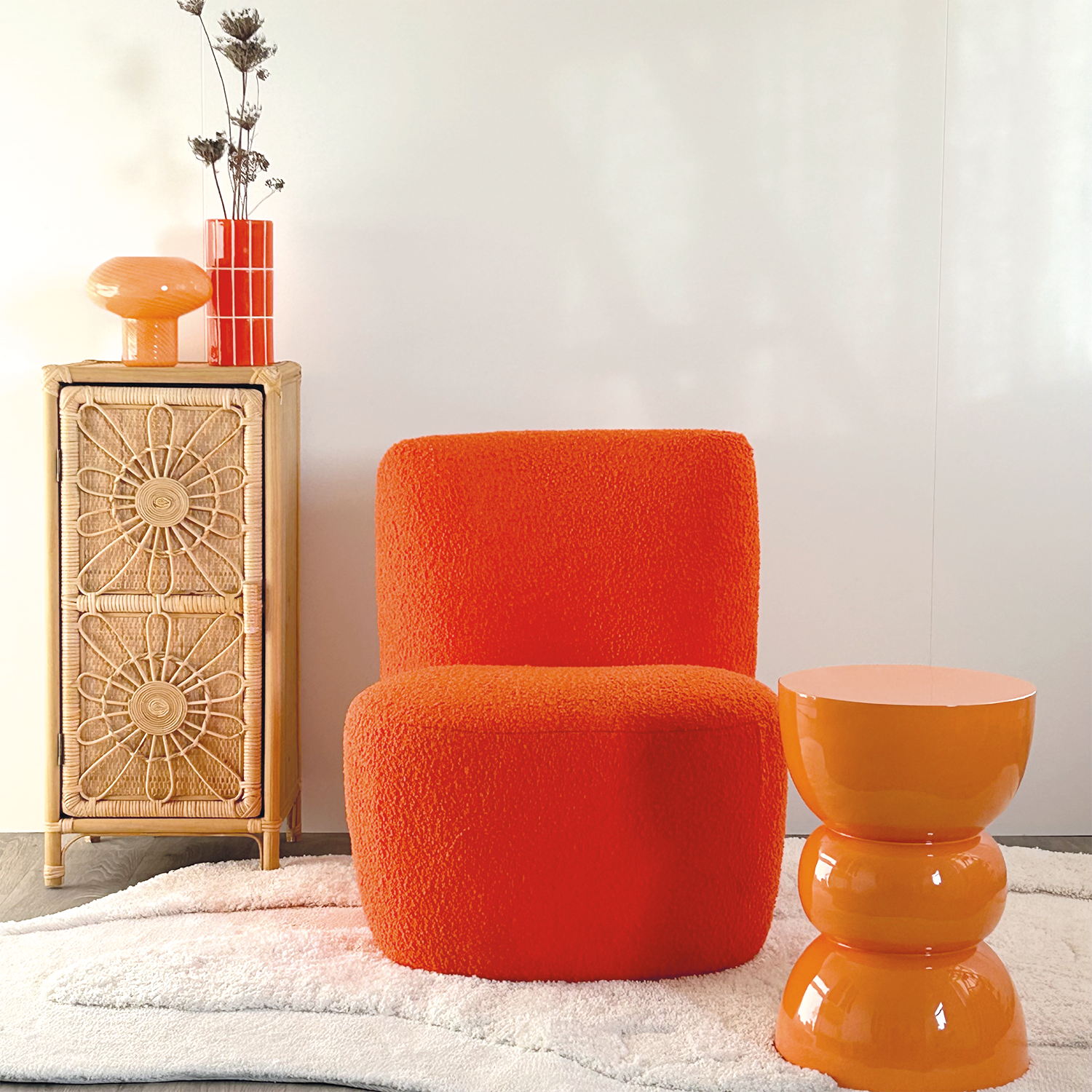 Orange tiled stoneware vase, further view
