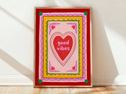 Good Vibes Positive Heart Graphic Art Print