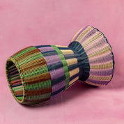 Lilac and brown woven accent table, further view